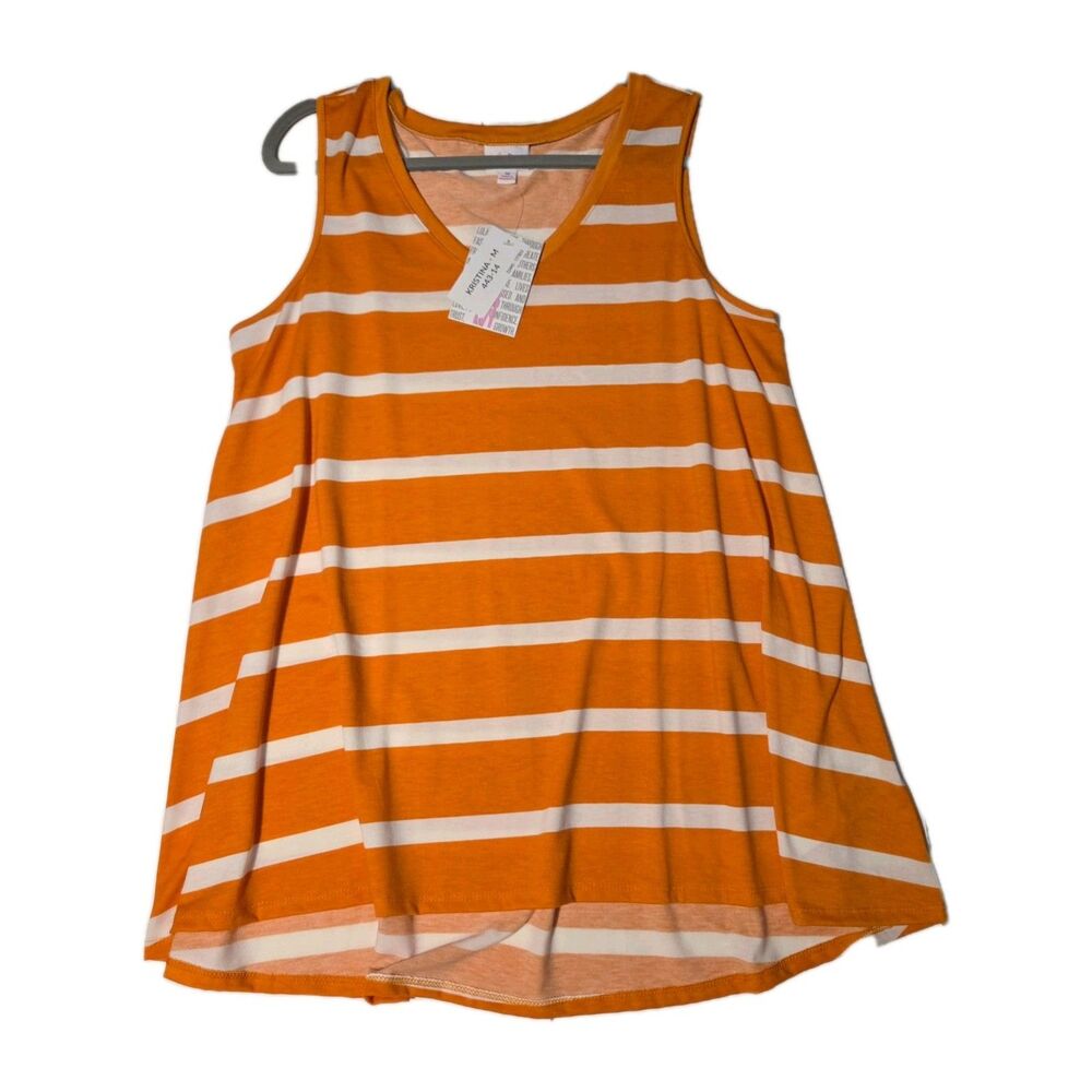 Lularoe Kristina V Neck Tank Top MEDIUM Golden Yellow or Orange & White NEW WT